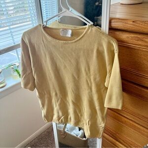Reverse Women's Light Yellow Crew Neck Sweater 100% Silk